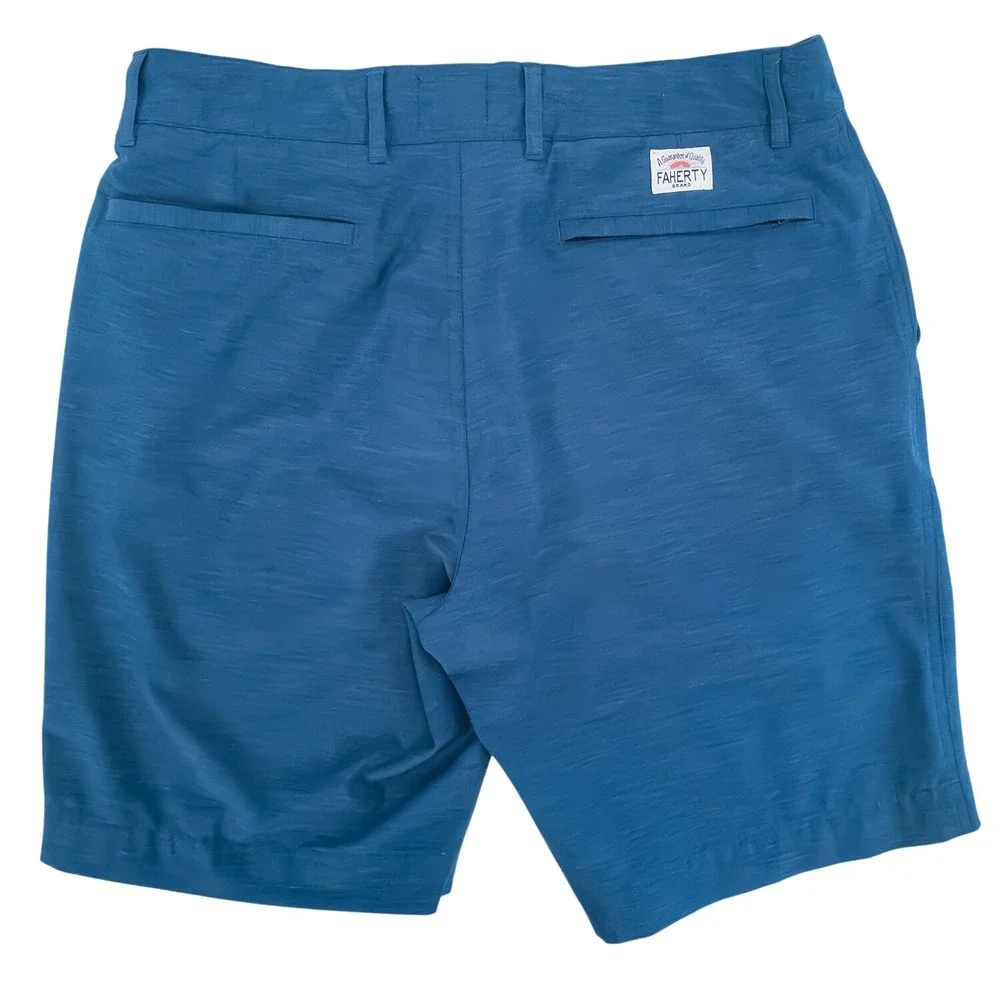 Faherty All Day Shorts Mens 32 Blue Hybrid Stretch Recycled MSC0012